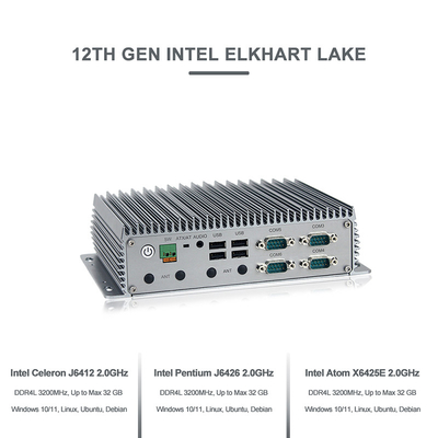 Portos encaixados industriais Fanless de Gen Intel Elkhart Lake J6412 3XLAN do PC da caixa 12os