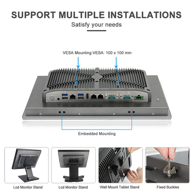 13,3&quot; LCD Intel J6412 Industrial HMI PC com tela de toque montada em painel com 2 RS485