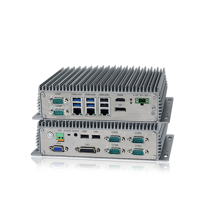 Mini PC Fanless industrial encaixado J6412 J1900 I3 I5 com 3*LAN 8*USB 6*COM
