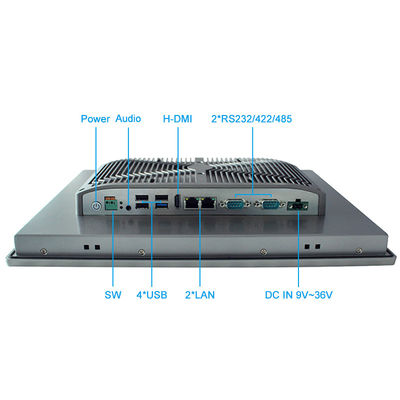 IP65 encaixou SSD de aço inoxidável TPM 2,0 da polegada J1900 4G RAM 64GB do PC 15 do painel