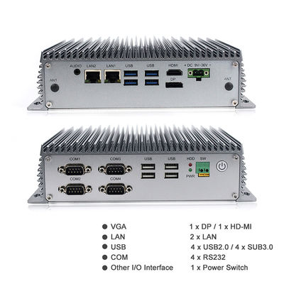 PC industrial do trilho do ruído de Intel I7 4g Lte, X86 Rs232 Rs485 Windows 8 Mini Pc